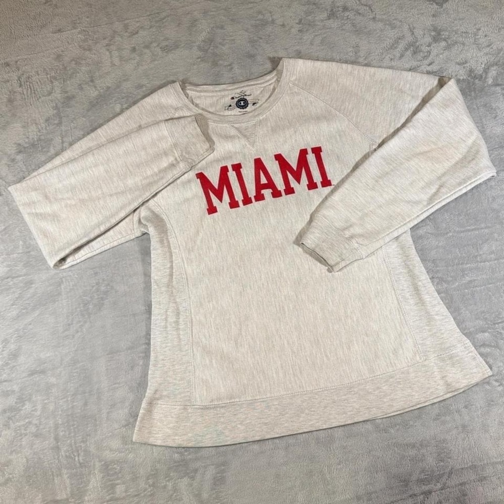 Y2K Champion Reverse Weave Style MIAMI Crewneck | Off-White‎ | Large